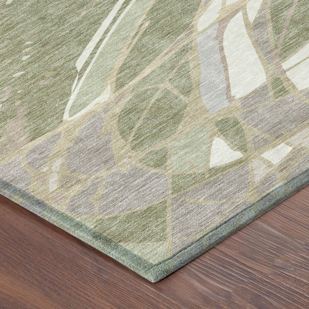 10' X 14' Green And Ivory Abstract Washable Indoor Outdoor Area Rug HomeRoots