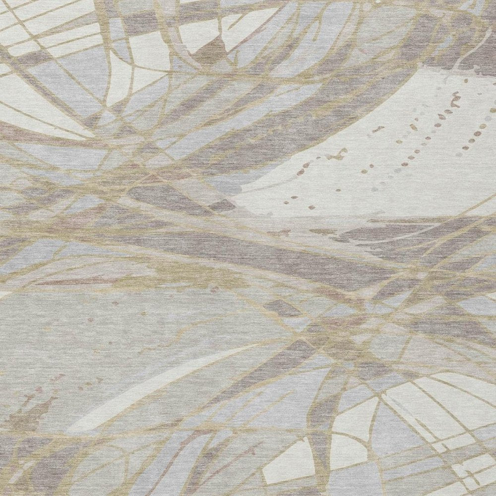 8' X 10' Ivory And Silver Abstract Washable Indoor Outdoor Area Rug — view 7