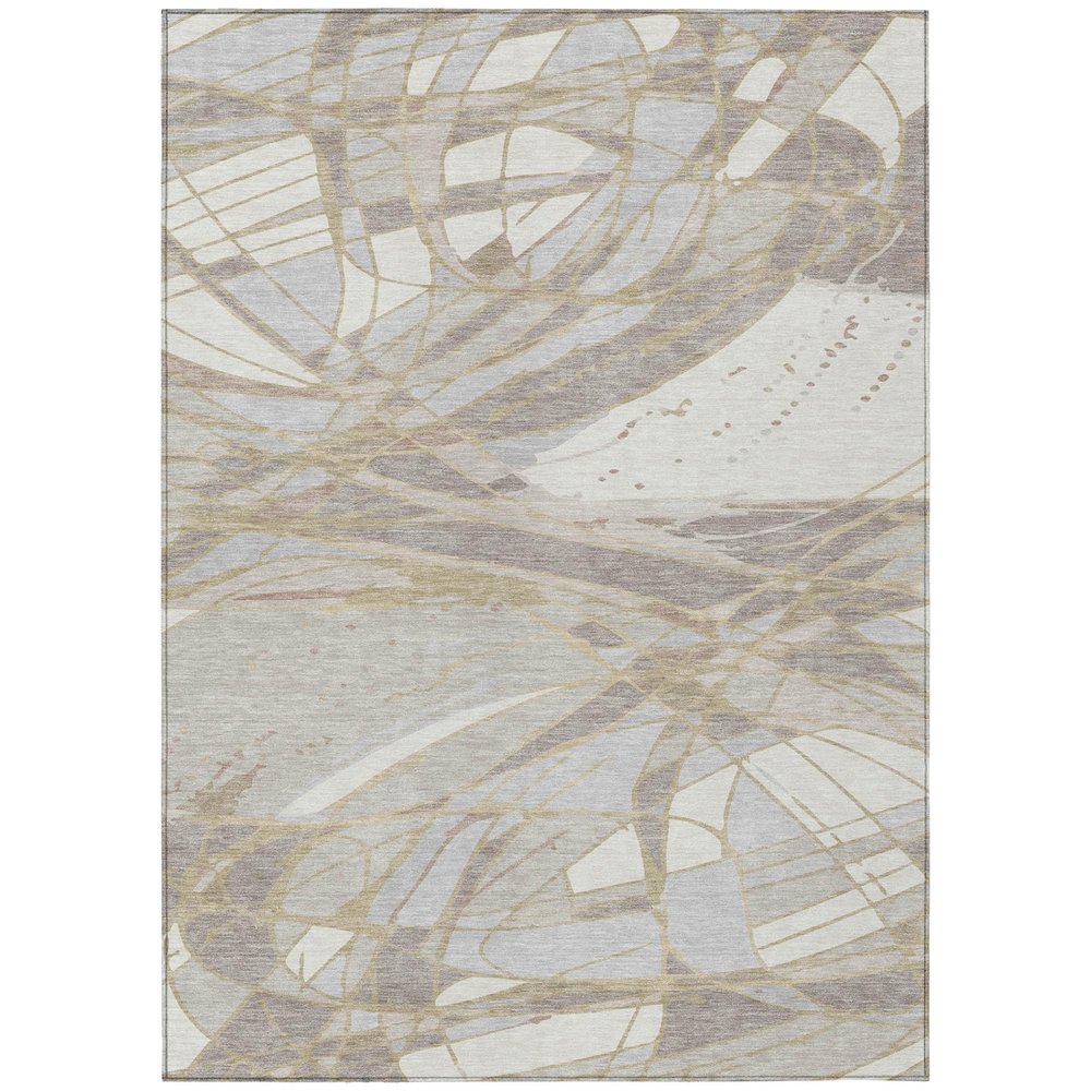 8' X 10' Ivory And Silver Abstract Washable Indoor Outdoor Area Rug HomeRoots