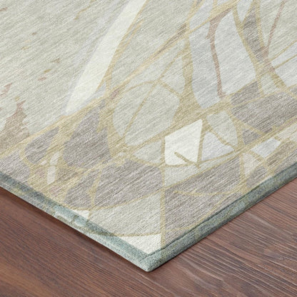 9' X 12' Ivory And Silver Abstract Washable Indoor Outdoor Area Rug HomeRoots