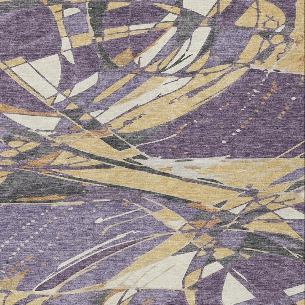 3' X 5' Plum And Purple Abstract Washable Indoor Outdoor Area Rug — view 8