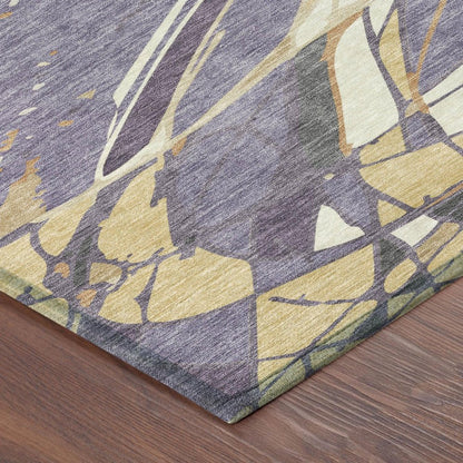 3' X 5' Plum And Purple Abstract Washable Indoor Outdoor Area Rug HomeRoots