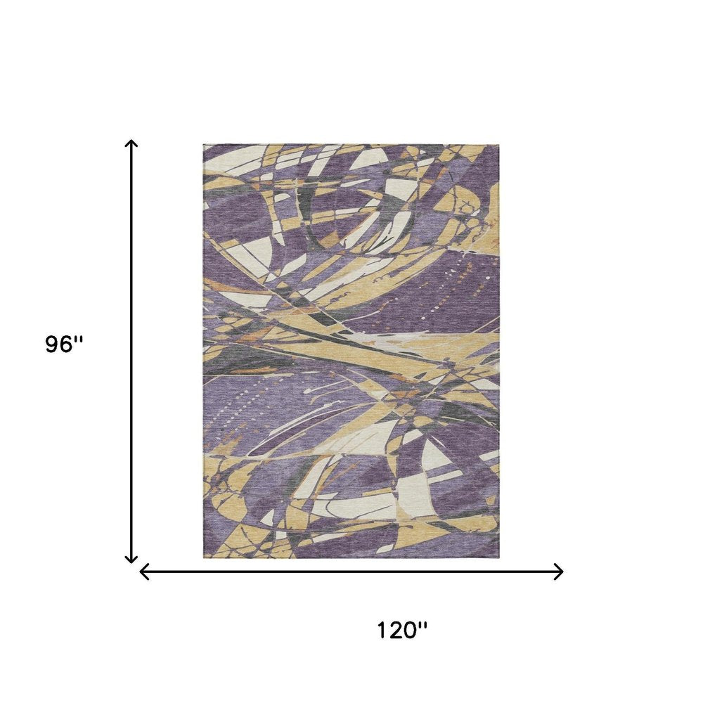 8' X 10' Plum And Purple Abstract Washable Indoor Outdoor Area Rug HomeRoots