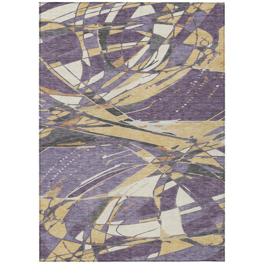 8' X 10' Plum And Purple Abstract Washable Indoor Outdoor Area Rug
