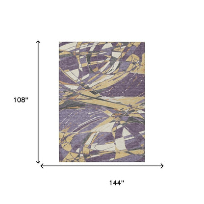9' X 12' Plum And Purple Abstract Washable Indoor Outdoor Area Rug HomeRoots