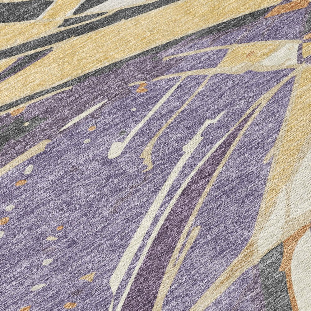 9' X 12' Plum And Purple Abstract Washable Indoor Outdoor Area Rug — view 3