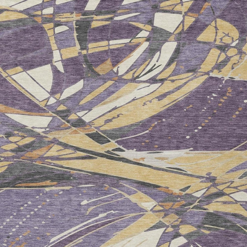 10' X 14' Plum And Purple Abstract Washable Indoor Outdoor Area Rug