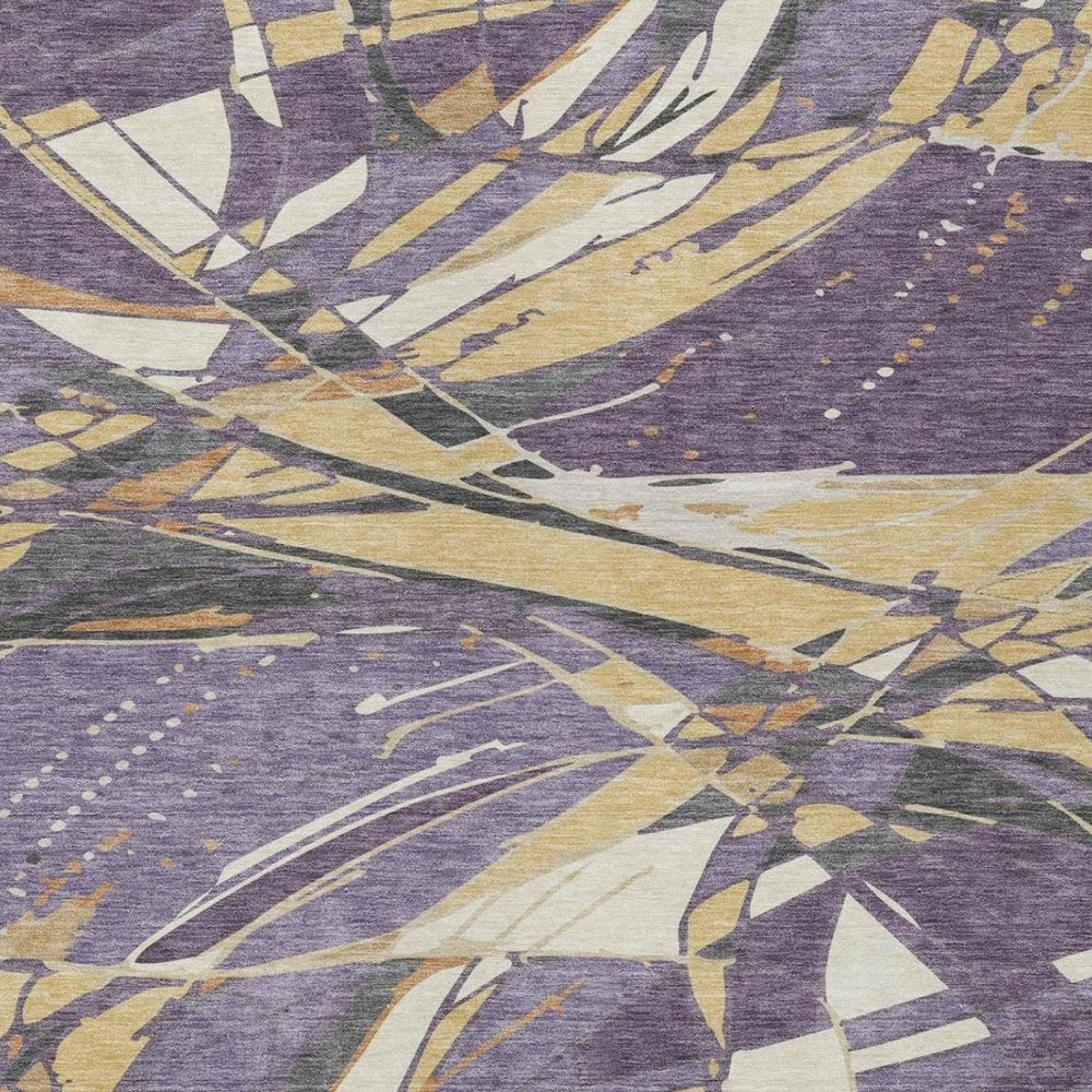 10' X 14' Plum And Purple Abstract Washable Indoor Outdoor Area Rug