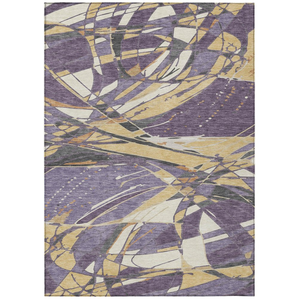 10' X 14' Plum And Purple Abstract Washable Indoor Outdoor Area Rug — view 1