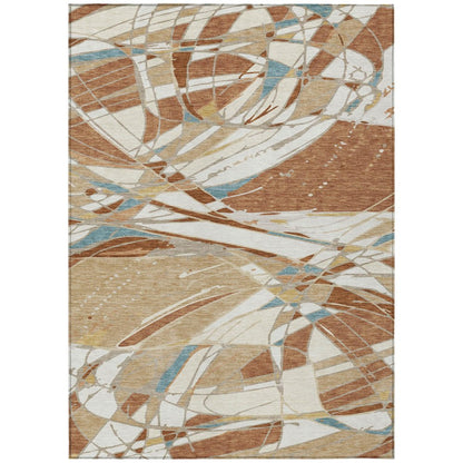 8' X 10' Rust And Orange Abstract Washable Indoor Outdoor Area Rug HomeRoots