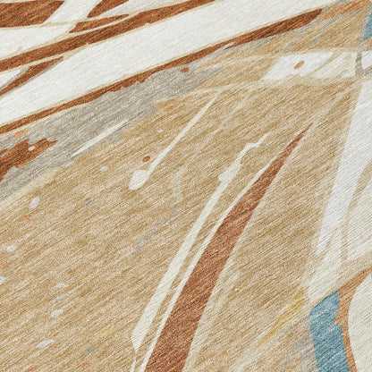 9' X 12' Rust And Orange Abstract Washable Indoor Outdoor Area Rug HomeRoots