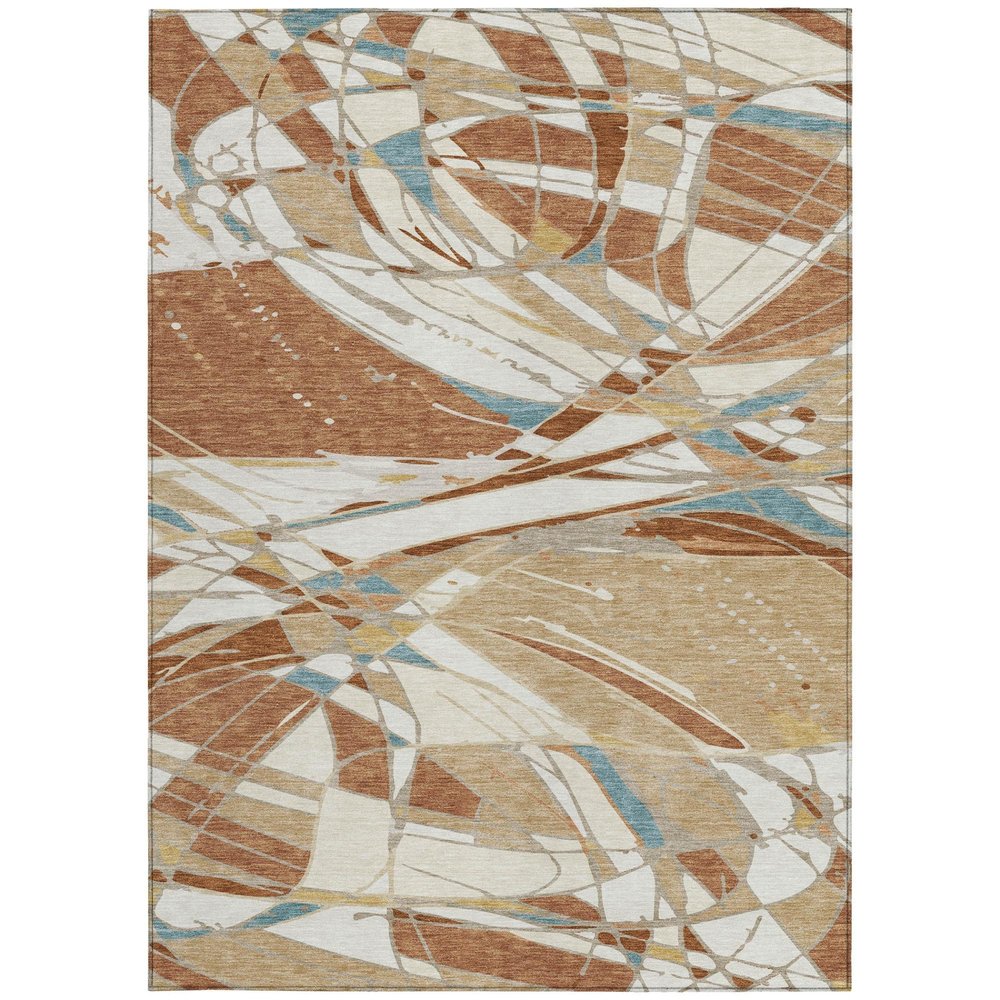 10' X 14' Rust And Orange Abstract Washable Indoor Outdoor Area Rug — view 7
