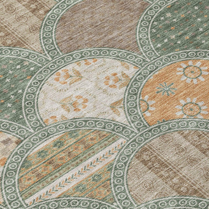 9' X 12' Green And Copper Geometric Washable Indoor Outdoor Area Rug HomeRoots