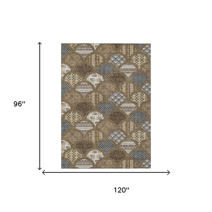 8' X 10' Chocolate And Brown Geometric Washable Indoor Outdoor Area Rug HomeRoots