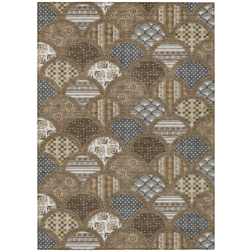 8' X 10' Chocolate And Brown Geometric Washable Indoor Outdoor Area Rug HomeRoots