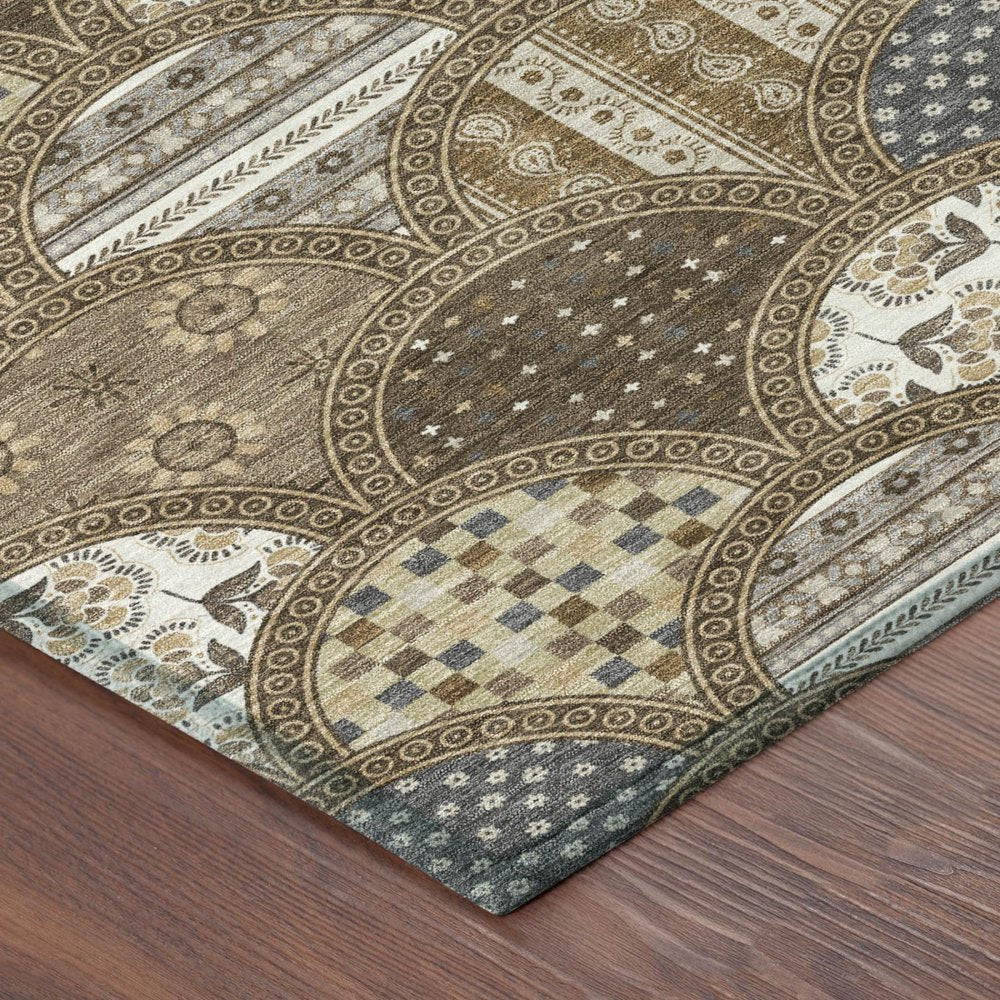 8' X 10' Chocolate And Brown Geometric Washable Indoor Outdoor Area Rug HomeRoots