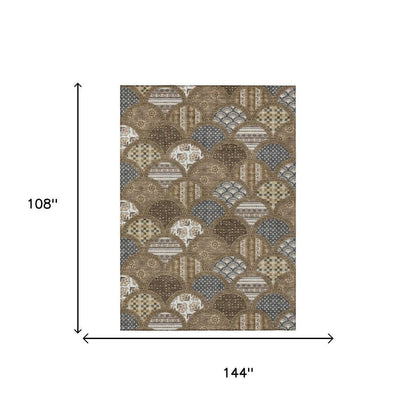 9' X 12' Chocolate And Brown Geometric Washable Indoor Outdoor Area Rug HomeRoots