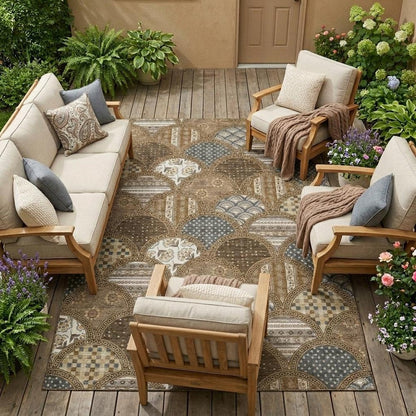 10' X 14' Chocolate And Brown Geometric Washable Indoor Outdoor Area Rug HomeRoots