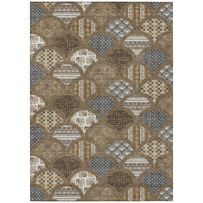 10' X 14' Chocolate And Brown Geometric Washable Indoor Outdoor Area Rug HomeRoots