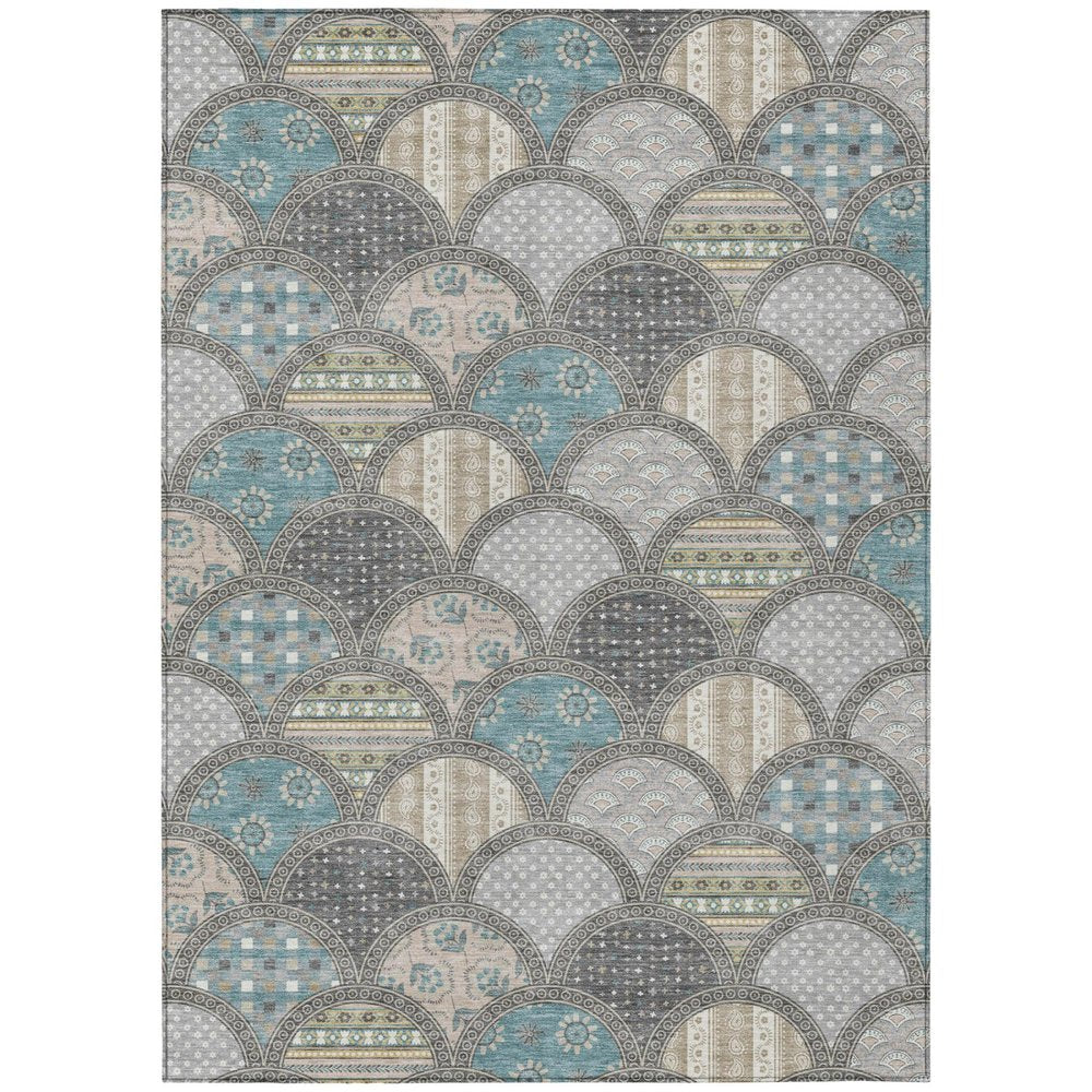 3' X 5' Gray And Silver Geometric Washable Indoor Outdoor Area Rug HomeRoots