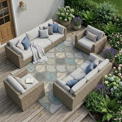 8' X 10' Gray And Silver Geometric Washable Indoor Outdoor Area Rug HomeRoots