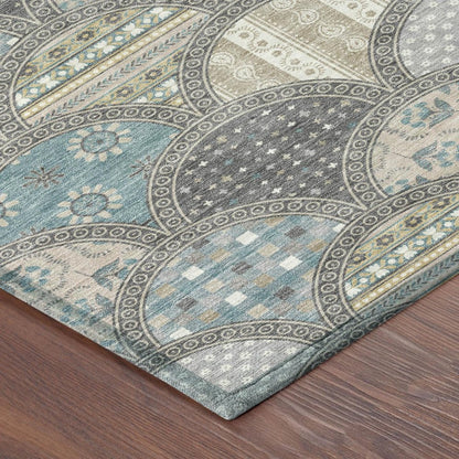 8' X 10' Gray And Silver Geometric Washable Indoor Outdoor Area Rug HomeRoots