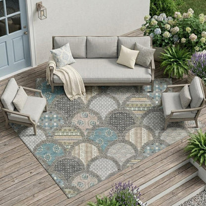 9' X 12' Gray And Silver Geometric Washable Indoor Outdoor Area Rug HomeRoots