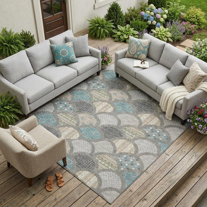 10' X 14' Gray And Silver Geometric Washable Indoor Outdoor Area Rug HomeRoots