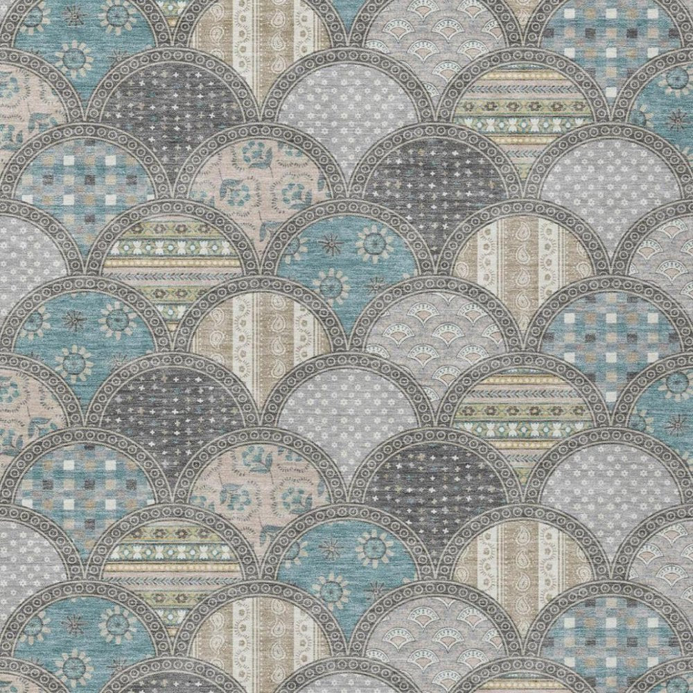 10' X 14' Gray And Silver Geometric Washable Indoor Outdoor Area Rug