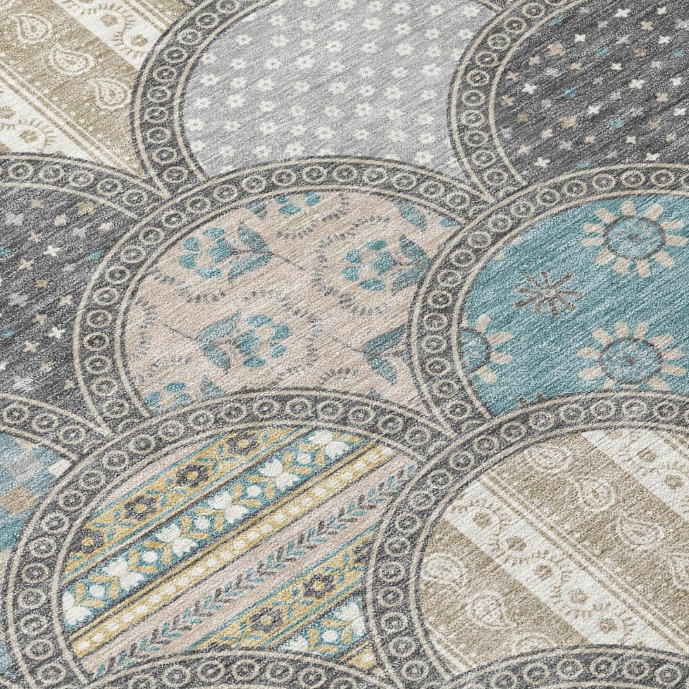 10' X 14' Gray And Silver Geometric Washable Indoor Outdoor Area Rug HomeRoots