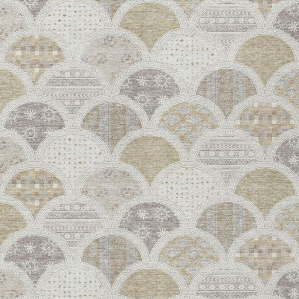 8' X 10' Ivory And Silver Geometric Washable Indoor Outdoor Area Rug — view 8