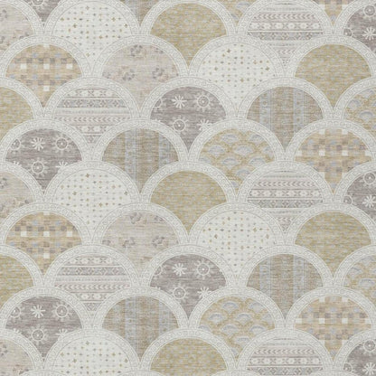 8' X 10' Ivory And Silver Geometric Washable Indoor Outdoor Area Rug