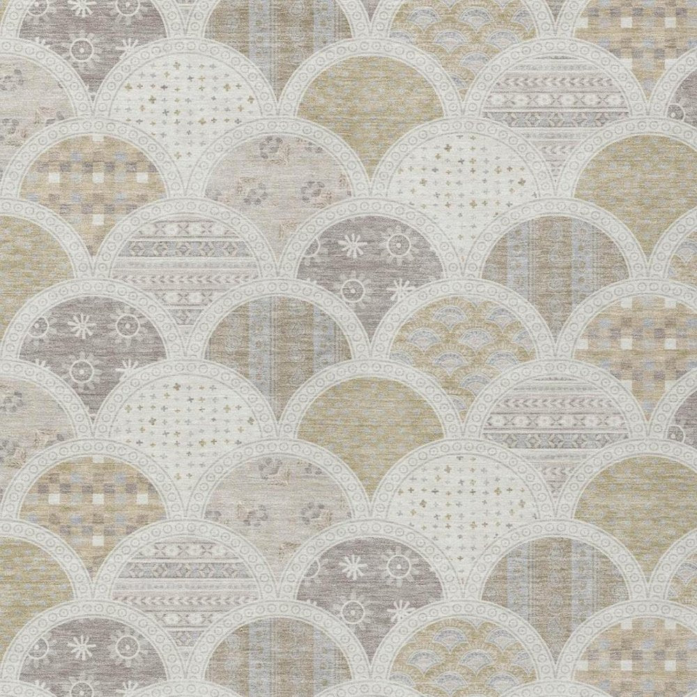 8' X 10' Ivory And Silver Geometric Washable Indoor Outdoor Area Rug — view 9