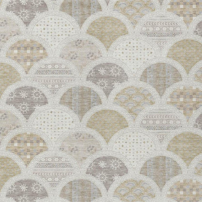 8' X 10' Ivory And Silver Geometric Washable Indoor Outdoor Area Rug