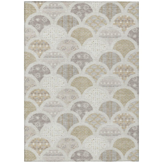 8' X 10' Ivory And Silver Geometric Washable Indoor Outdoor Area Rug HomeRoots