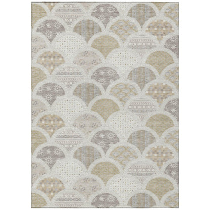 8' X 10' Ivory And Silver Geometric Washable Indoor Outdoor Area Rug HomeRoots