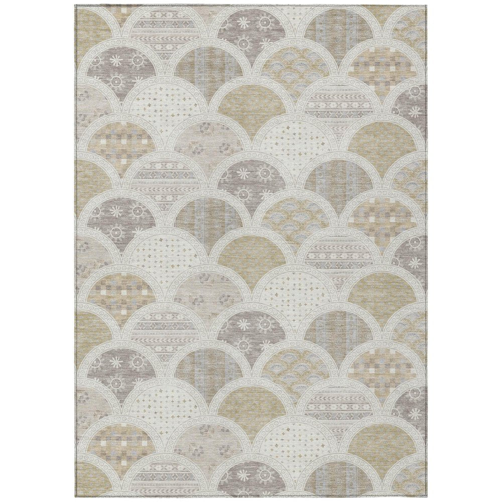 10' X 14' Ivory And Silver Geometric Washable Indoor Outdoor Area Rug HomeRoots