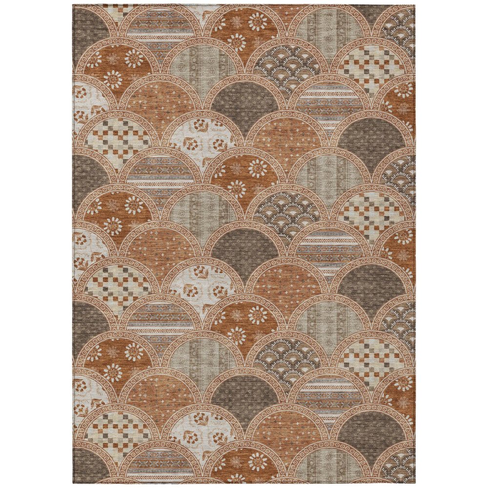 3' X 5' Orange And Chocolate Geometric Washable Indoor Outdoor Area Rug HomeRoots
