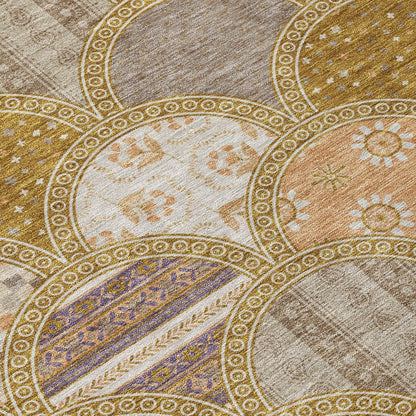 3' X 5' Walnut And Gold Geometric Washable Indoor Outdoor Area Rug HomeRoots