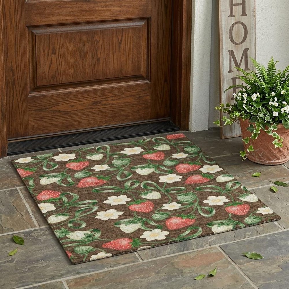 3' X 5' Chocolate And Brown Floral Washable Indoor Outdoor Area Rug HomeRoots