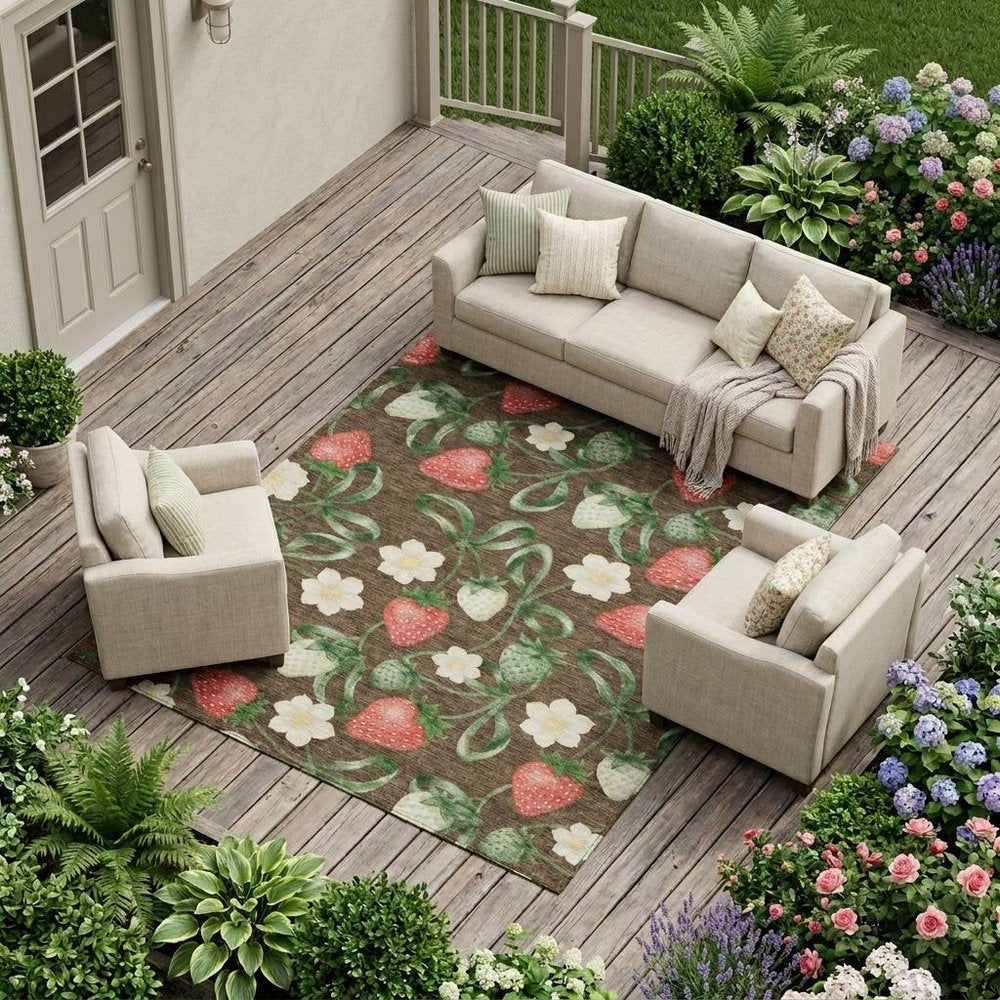 8' X 10' Chocolate And Brown Floral Washable Indoor Outdoor Area Rug HomeRoots