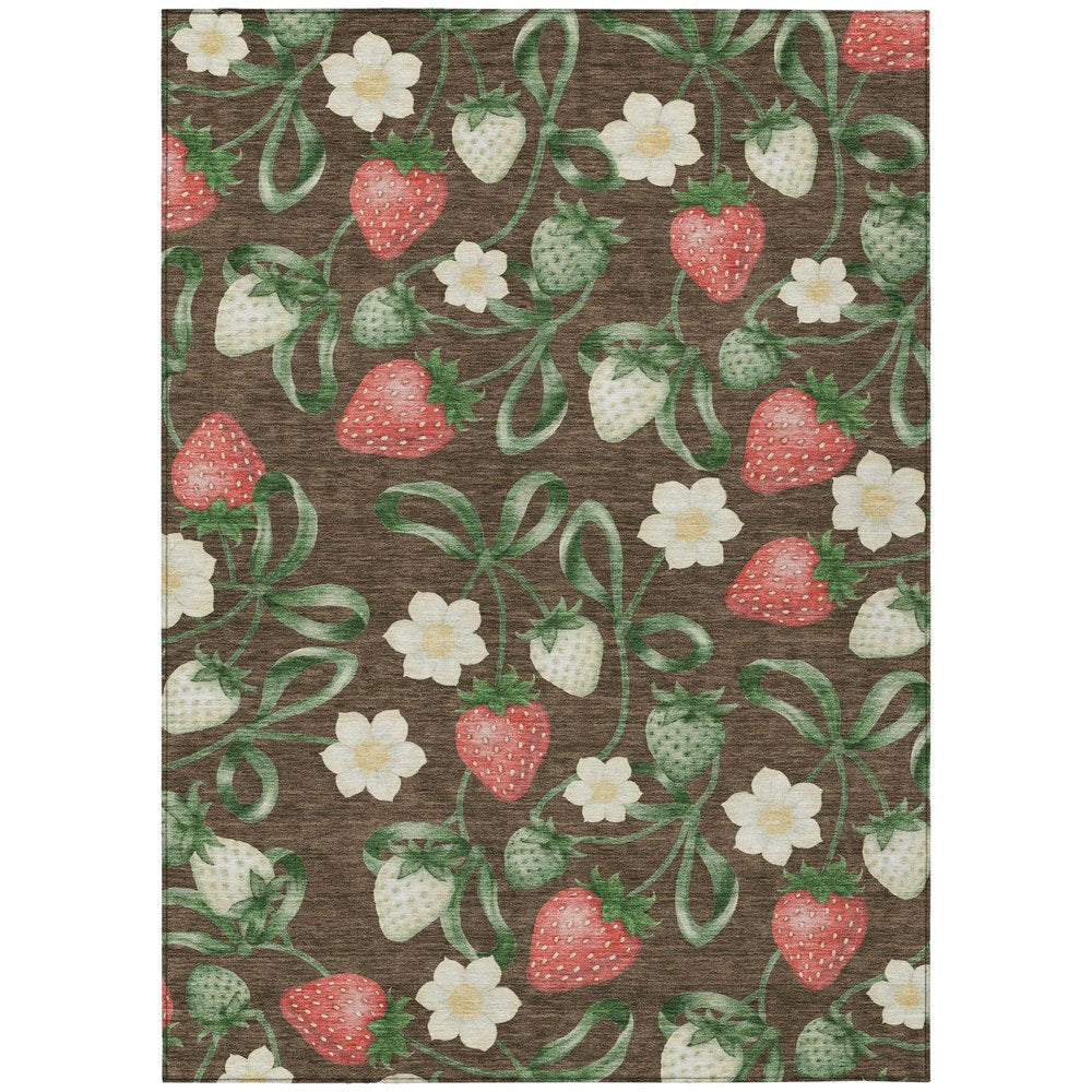 8' X 10' Chocolate And Brown Floral Washable Indoor Outdoor Area Rug HomeRoots