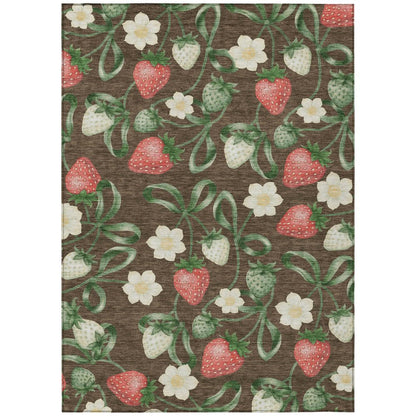 8' X 10' Chocolate And Brown Floral Washable Indoor Outdoor Area Rug HomeRoots