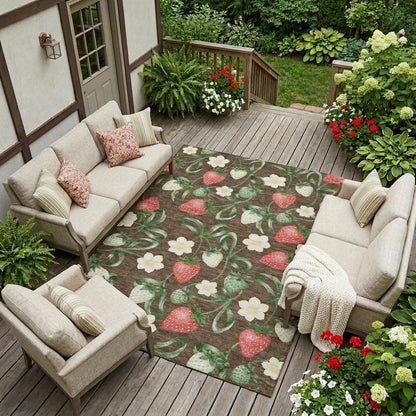 9' X 12' Chocolate And Brown Floral Washable Indoor Outdoor Area Rug HomeRoots