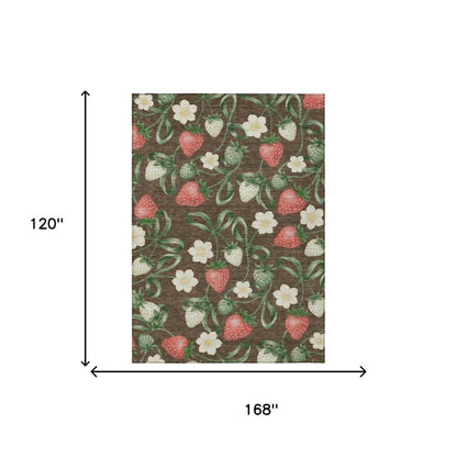 10' X 14' Chocolate And Brown Floral Washable Indoor Outdoor Area Rug HomeRoots