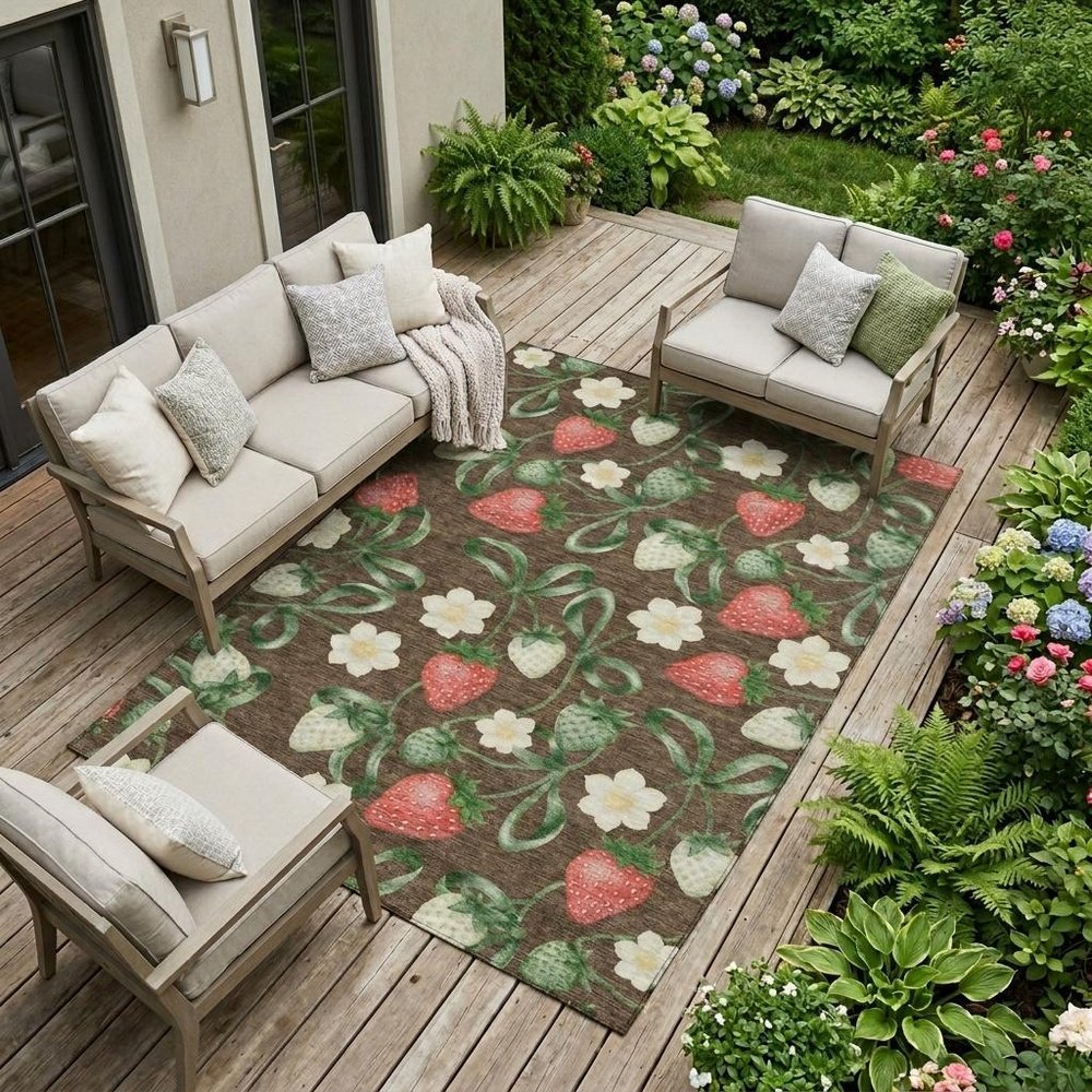 10' X 14' Chocolate And Brown Floral Washable Indoor Outdoor Area Rug HomeRoots