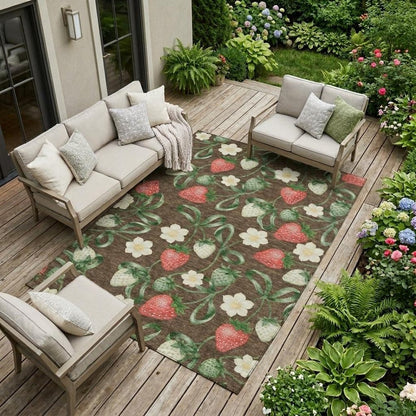 10' X 14' Chocolate And Brown Floral Washable Indoor Outdoor Area Rug HomeRoots