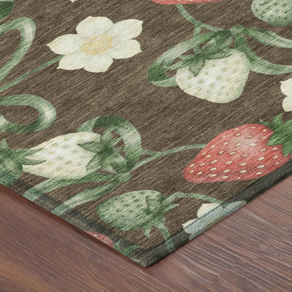 10' X 14' Chocolate And Brown Floral Washable Indoor Outdoor Area Rug HomeRoots