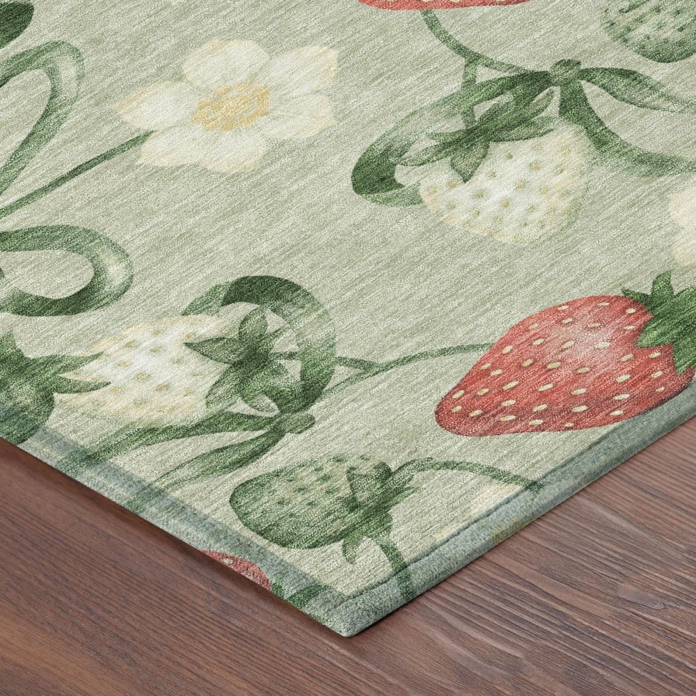 5' X 8' Green And Red Floral Washable Indoor Outdoor Area Rug HomeRoots