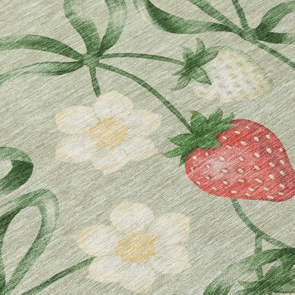 9' X 12' Green And Red Floral Washable Indoor Outdoor Area Rug HomeRoots